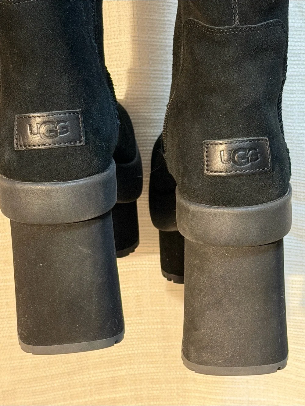 UGG New Heights Platform Xtra Boots Black Suede Tall Knee High 1157911 Size 9